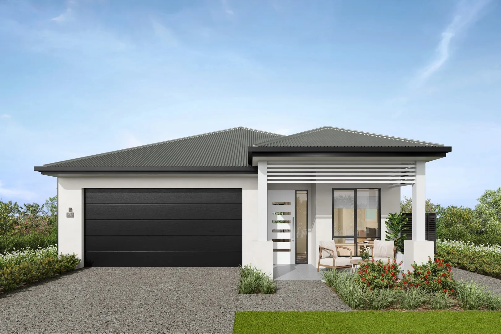 The Byron - Seamless flow from front door to outdoor, Gables