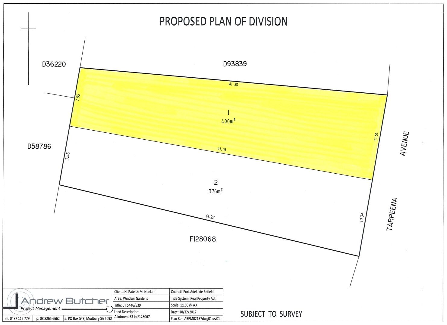 Lot 1 of 23 Tarpena Ave, Windsor Gardens SA 5087, Image 0