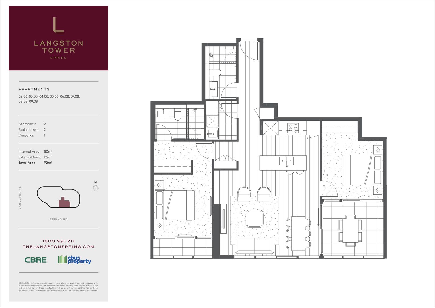 2 bedrooms Apartment / Unit / Flat in 908/22 Langston Place EPPING NSW, 2121