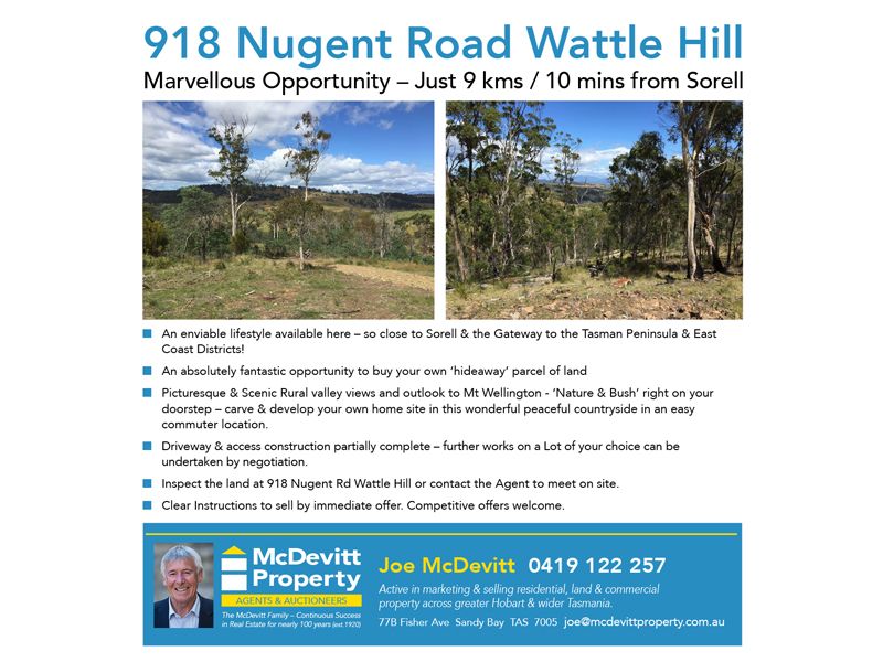Lot 1/918 Nugent Road, Wattle Hill TAS 7172, Image 0