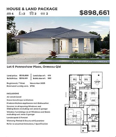 4 bedrooms New House & Land in Penneshaw Place ORMEAU QLD, 4208