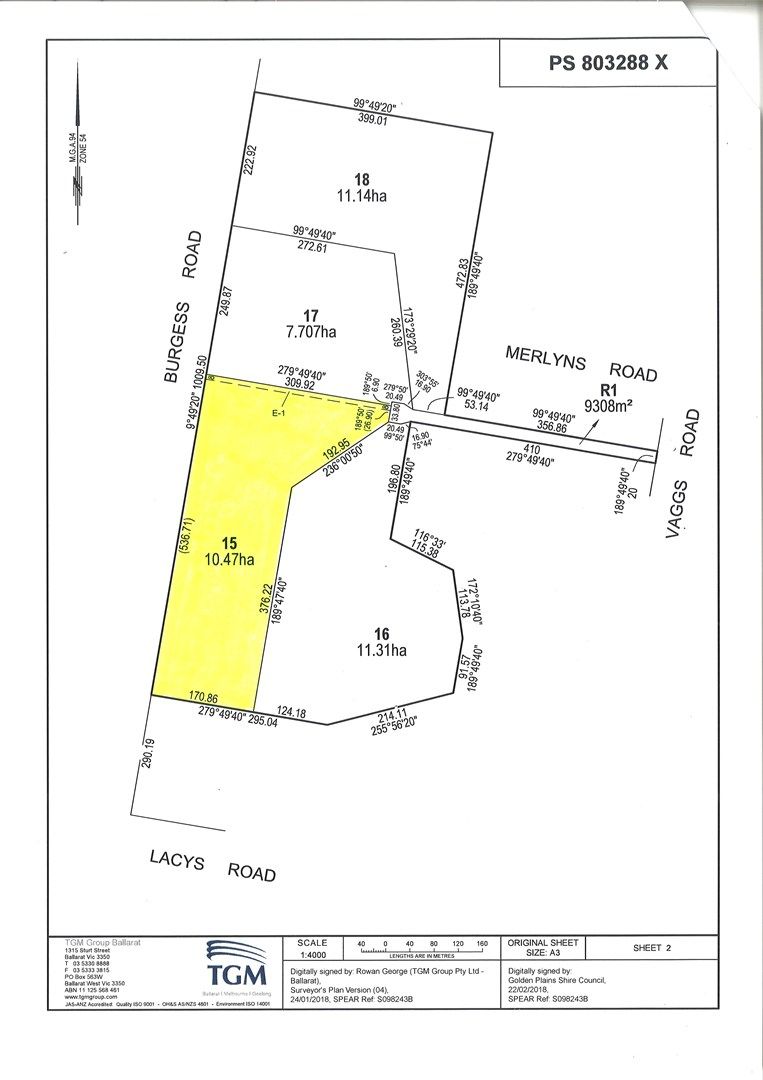 Lot 15 Merlyns Road (off Vaggs Road), Ross Creek VIC 3351, Image 0