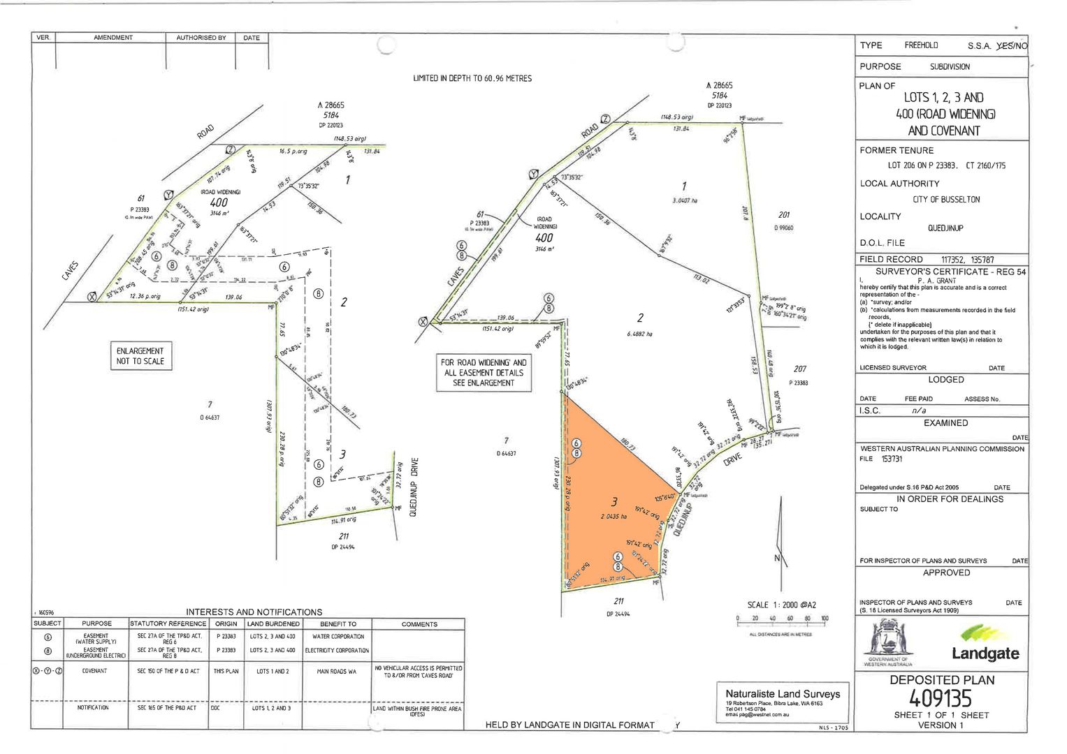 Prop Lot 3 on Exist Lot 206 Quedjinup Drive, Quedjinup WA 6281, Image 1