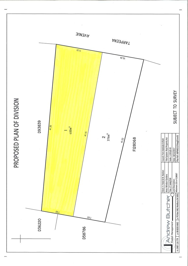 Lot 1 of 23 Tarpena Ave, Windsor Gardens SA 5087, Image 2